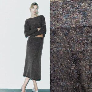 Zara Metallic Sweater Skirt Sz Small